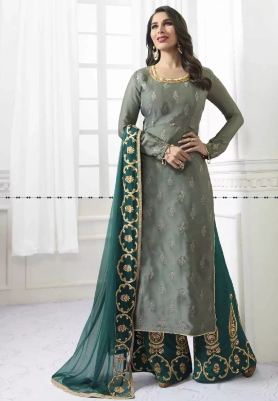 green party wear salwar kameez